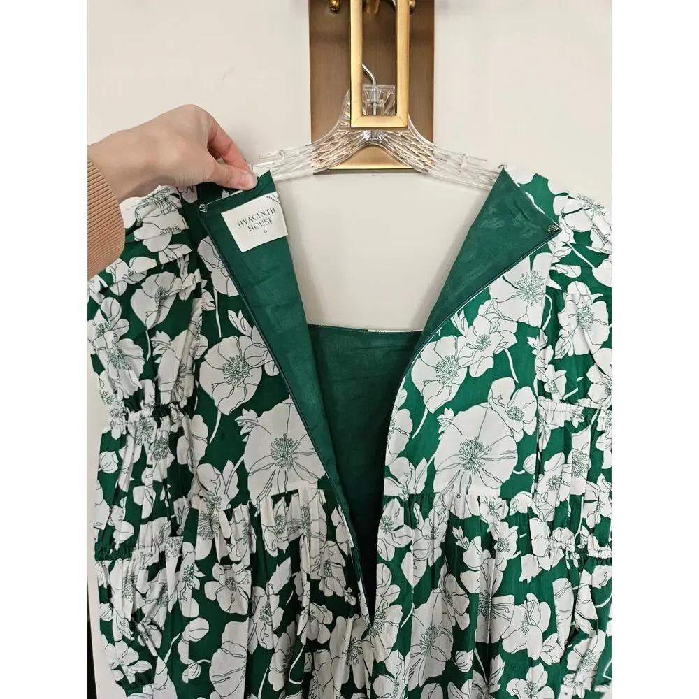 Tuckernuck Hyacinth House Green Floral Clemons Blouse NWT Size X-Small